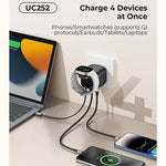 Caricabatterie da viaggio Havit UC252 3 in 1 GaN da 65 W con cavo retrattile Type-C., UC252(EU Plug), UC252(US Plug)