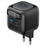 Caricabatterie da viaggio Havit UC253 3 in 1 GaN da 65 W con cavo retrattile Type-C., UC253(EU Plug)