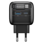 Caricabatterie da viaggio Havit UC253 3 in 1 GaN da 65 W con cavo retrattile Type-C., UC253(EU Plug)