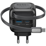 Caricabatterie da viaggio Havit UC253 3 in 1 GaN da 65 W con cavo retrattile Type-C., UC253(EU Plug)