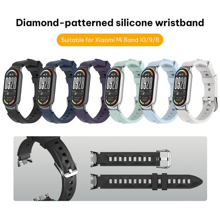 Cinturino per orologio in silicone 3D con texture a diamante xDfind, For Xiaomi Smart Band 10 / 9 / 8