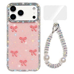 Custodia per telefono IMD con fiocco colorato scintillante e bracciale, For iPhone 17 Pro Max, For iPhone 17 Pro