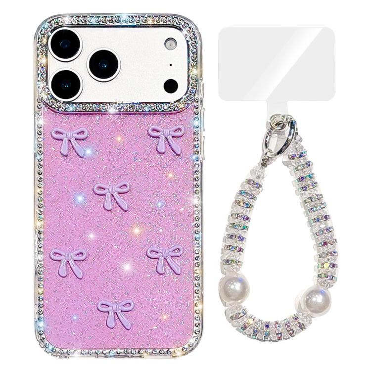 Custodia per telefono IMD con fiocco colorato scintillante e bracciale, For iPhone 17 Pro Max, For iPhone 17 Pro