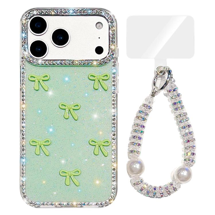 Custodia per telefono IMD con fiocco colorato scintillante e bracciale, For iPhone 17 Pro Max, For iPhone 17 Pro