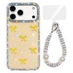 Custodia per telefono IMD con fiocco colorato scintillante e bracciale, For iPhone 17 Pro Max, For iPhone 17 Pro
