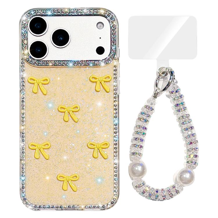 Custodia per telefono IMD con fiocco colorato scintillante e bracciale, For iPhone 17 Pro Max, For iPhone 17 Pro
