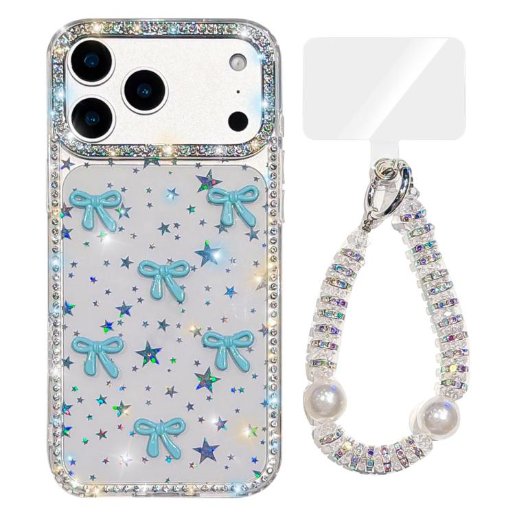 Custodia per telefono IMD con fiocco colorato scintillante e bracciale, For iPhone 17 Pro Max, For iPhone 17 Pro