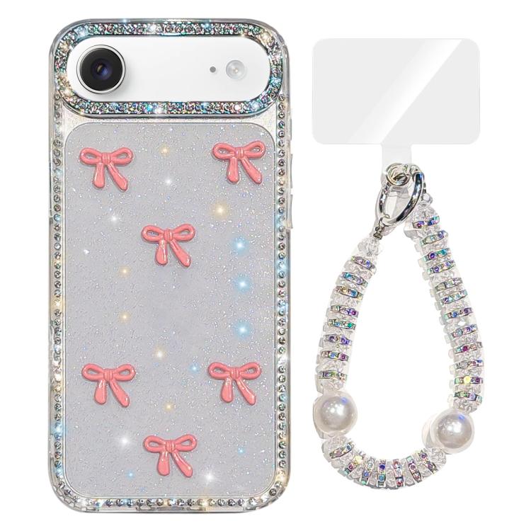Custodia per telefono IMD con fiocco colorato scintillante e bracciale, For iPhone 17, For iPhone Air