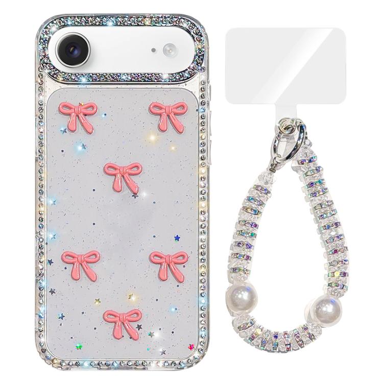 Custodia per telefono IMD con fiocco colorato scintillante e bracciale, For iPhone 17, For iPhone Air