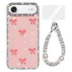 Custodia per telefono IMD con fiocco colorato scintillante e bracciale, For iPhone 17, For iPhone Air