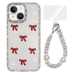 Custodia per telefono IMD con fiocco colorato scintillante e bracciale, For iPhone 15, For iPhone 14