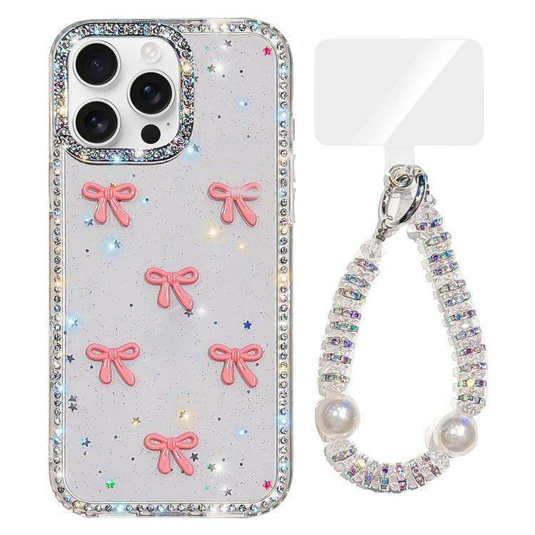 Custodia per telefono IMD con fiocco colorato scintillante e bracciale, For iPhone 14 Pro, For iPhone 14 Pro Max