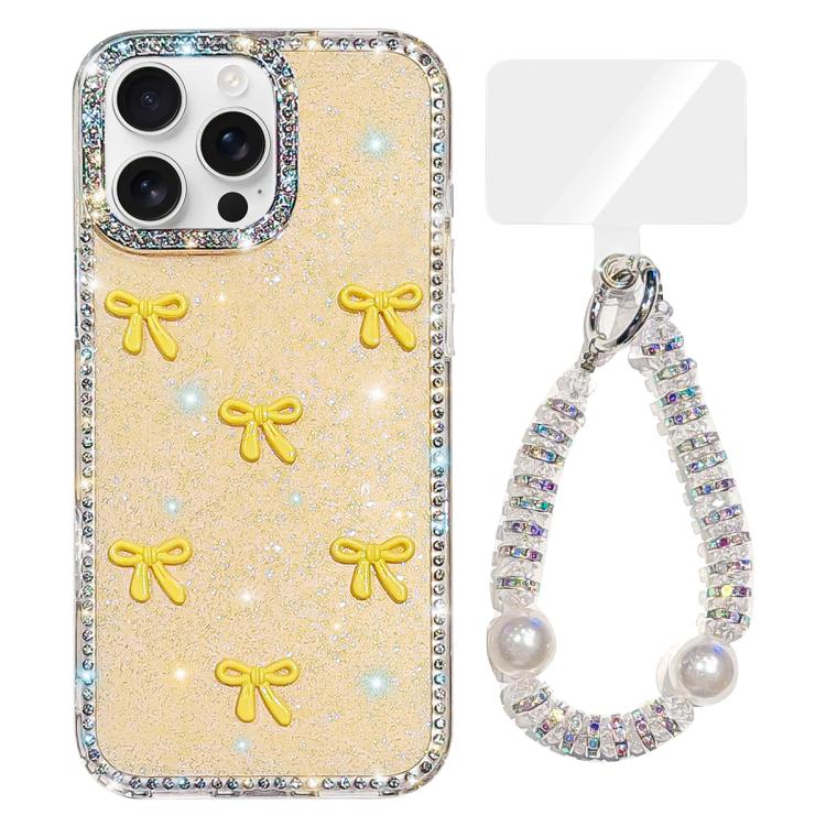 Custodia per telefono IMD con fiocco colorato scintillante e bracciale, For iPhone 14 Pro, For iPhone 14 Pro Max