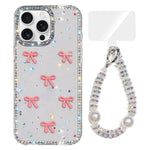 Custodia per telefono IMD con fiocco colorato scintillante e bracciale, For iPhone 14 Pro, For iPhone 14 Pro Max