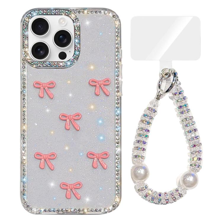 Custodia per telefono IMD con fiocco colorato scintillante e bracciale, For iPhone 13 Pro Max, For iPhone 13 Pro