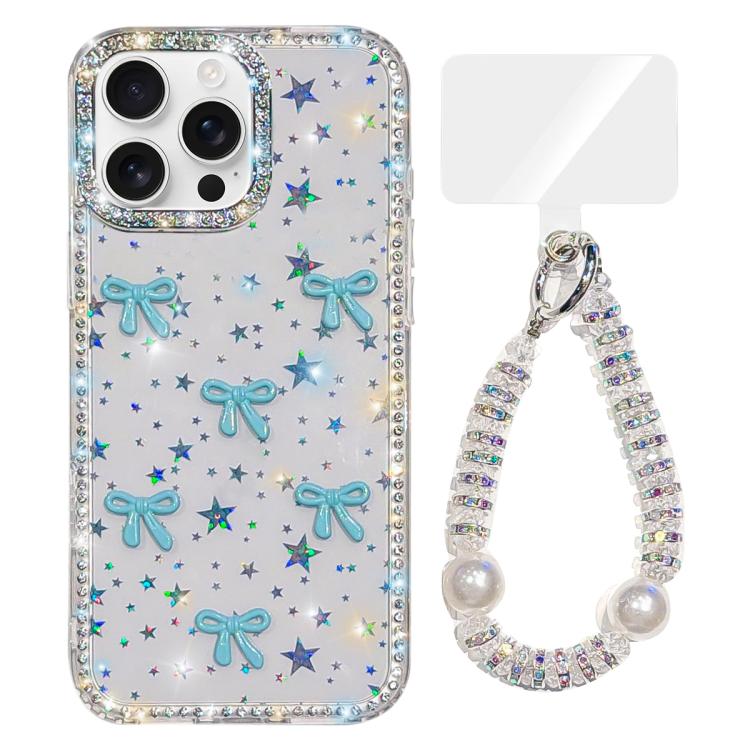 Custodia per telefono IMD con fiocco colorato scintillante e bracciale, For iPhone 13 Pro Max, For iPhone 13 Pro