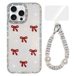 Custodia per telefono IMD con fiocco colorato scintillante e bracciale, For iPhone 13 Pro Max, For iPhone 13 Pro
