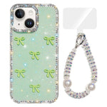Custodia per telefono IMD con fiocco colorato scintillante e bracciale, For iPhone 13