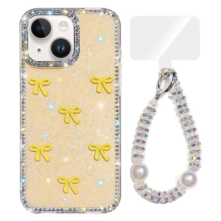 Custodia per telefono IMD con fiocco colorato scintillante e bracciale, For iPhone 13