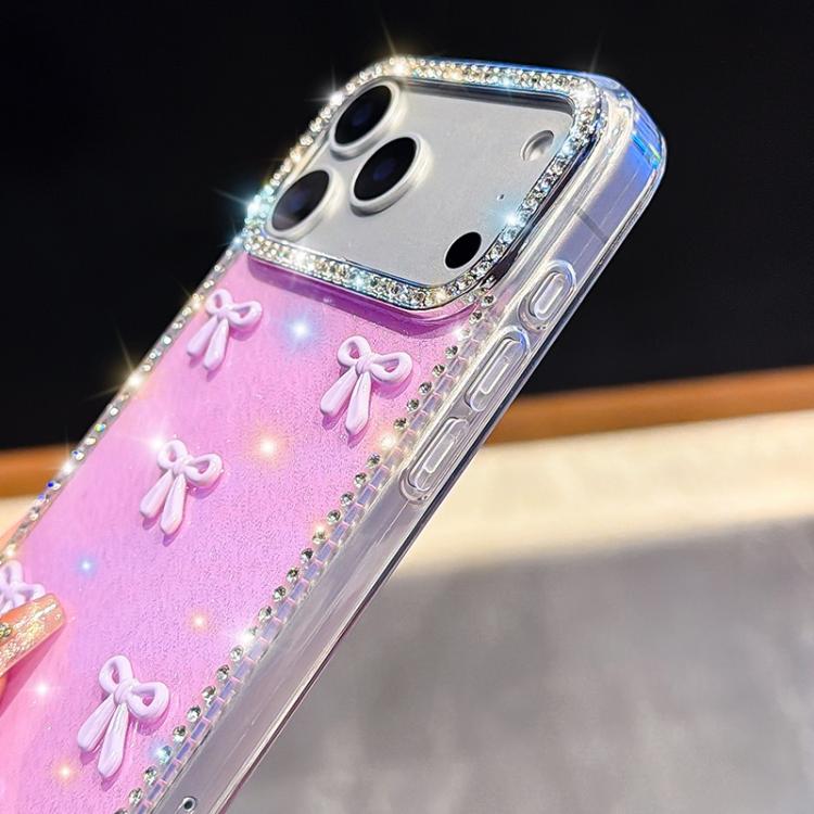 Custodia per telefono IMD con fiocco colorato scintillante e bracciale, For iPhone 16 Plus, For iPhone 16