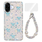 Custodia per telefono IMD con fiocco colorato scintillante e bracciale, For Samsung Galaxy A07 4G, For Samsung Galaxy A17 5G