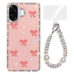 Custodia per telefono IMD con fiocco colorato scintillante e bracciale, For Samsung Galaxy A07 4G, For Samsung Galaxy A17 5G