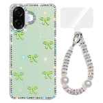 Custodia per telefono IMD con fiocco colorato scintillante e bracciale, For Samsung Galaxy A07 4G, For Samsung Galaxy A17 5G