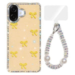 Custodia per telefono IMD con fiocco colorato scintillante e bracciale, For Samsung Galaxy A07 4G, For Samsung Galaxy A17 5G