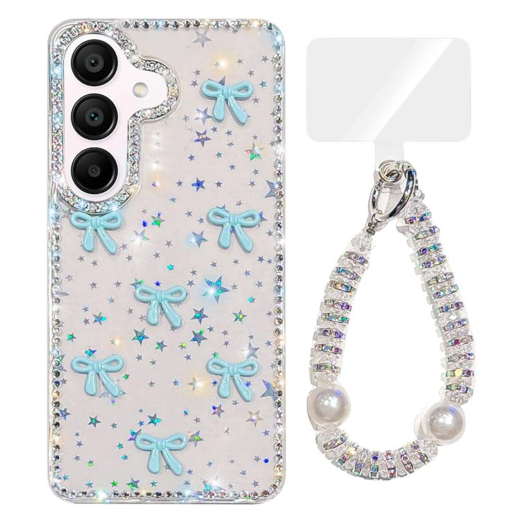 Custodia per telefono IMD con fiocco colorato scintillante e bracciale, For Samsung Galaxy A15 5G, For Samsung Galaxy A55 5G