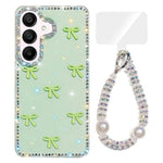 Custodia per telefono IMD con fiocco colorato scintillante e bracciale, For Samsung Galaxy A15 5G, For Samsung Galaxy A55 5G