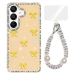 Custodia per telefono IMD con fiocco colorato scintillante e bracciale, For Samsung Galaxy A15 5G, For Samsung Galaxy A55 5G