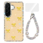 Custodia per telefono IMD con fiocco colorato scintillante e bracciale, For Samsung Galaxy A07 4G, For Samsung Galaxy A17 5G