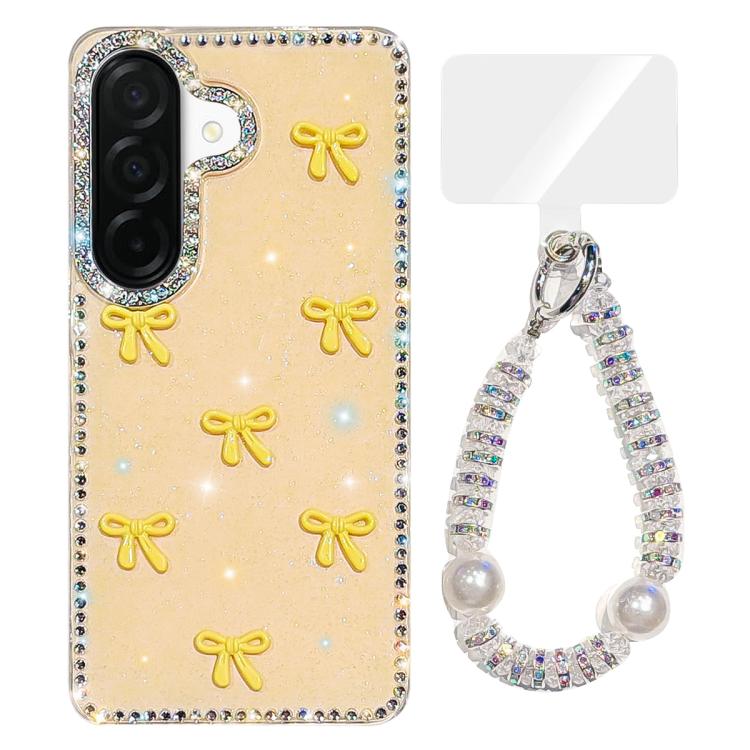 Custodia per telefono IMD con fiocco colorato scintillante e bracciale, For Samsung Galaxy A07 4G, For Samsung Galaxy A17 5G