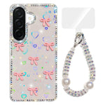 Custodia per telefono IMD con fiocco colorato scintillante e bracciale, For Samsung Galaxy A56 5G, For Samsung Galaxy A26 5G