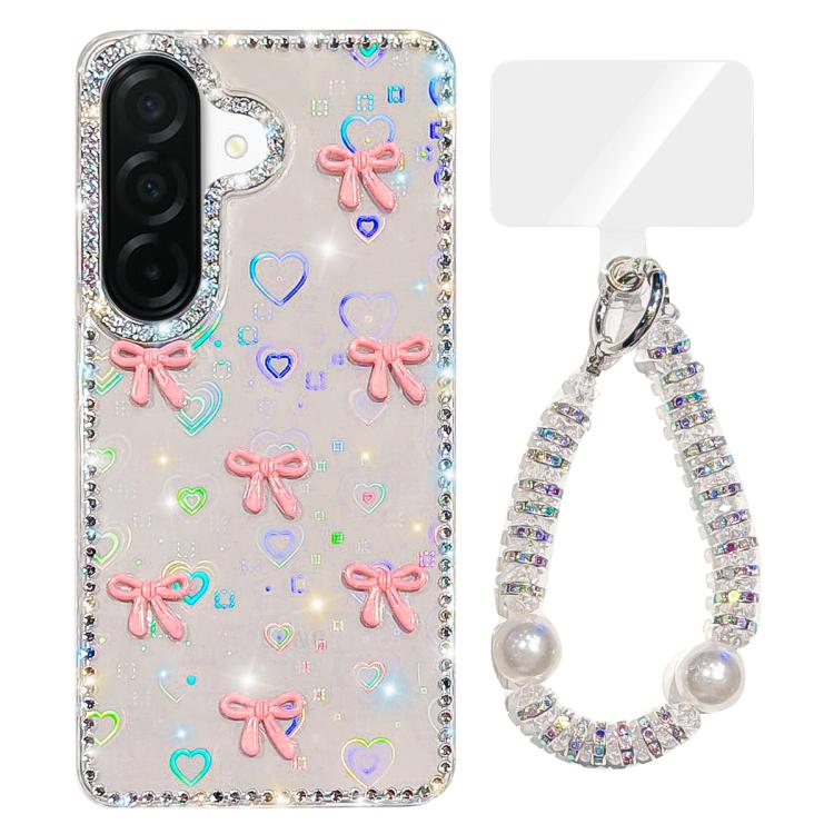 Custodia per telefono IMD con fiocco colorato scintillante e bracciale, For Samsung Galaxy A56 5G, For Samsung Galaxy A26 5G