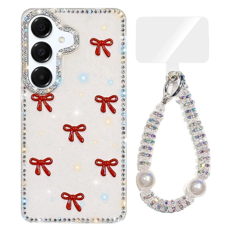 Custodia per telefono IMD con fiocco colorato scintillante e bracciale, For Samsung Galaxy A35 5G