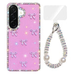 Custodia per telefono IMD con fiocco colorato scintillante e bracciale, For Samsung Galaxy A36 5G, For Samsung Galaxy A16 5G