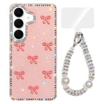 Custodia per telefono IMD con fiocco colorato scintillante e bracciale, For Samsung Galaxy A57 5G, For Samsung Galaxy A37 5G