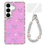 Custodia per telefono IMD con fiocco colorato scintillante e bracciale, For Samsung Galaxy A57 5G, For Samsung Galaxy A37 5G