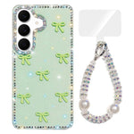 Custodia per telefono IMD con fiocco colorato scintillante e bracciale, For Samsung Galaxy A57 5G, For Samsung Galaxy A37 5G