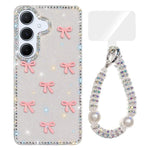 Custodia per telefono IMD con fiocco colorato scintillante e bracciale, For Samsung Galaxy A15 5G, For Samsung Galaxy A55 5G