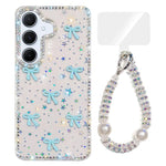 Custodia per telefono IMD con fiocco colorato scintillante e bracciale, For Samsung Galaxy A15 5G, For Samsung Galaxy A55 5G