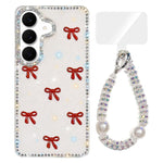 Custodia per telefono IMD con fiocco colorato scintillante e bracciale, For Samsung Galaxy A15 5G, For Samsung Galaxy A55 5G