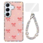 Custodia per telefono IMD con fiocco colorato scintillante e bracciale, For Samsung Galaxy A15 5G, For Samsung Galaxy A55 5G