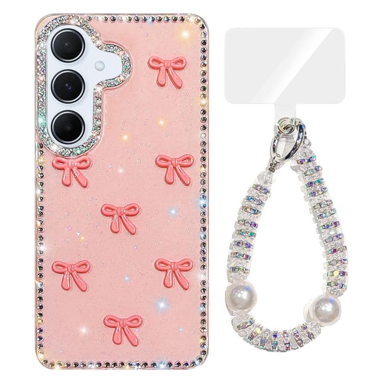 Custodia per telefono IMD con fiocco colorato scintillante e bracciale, For Samsung Galaxy A15 5G, For Samsung Galaxy A55 5G