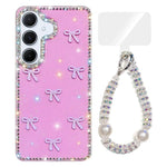 Custodia per telefono IMD con fiocco colorato scintillante e bracciale, For Samsung Galaxy A15 5G, For Samsung Galaxy A55 5G