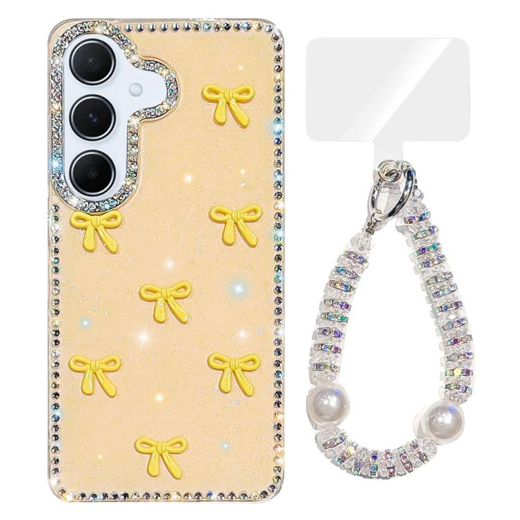 Custodia per telefono IMD con fiocco colorato scintillante e bracciale, For Samsung Galaxy A15 5G, For Samsung Galaxy A55 5G