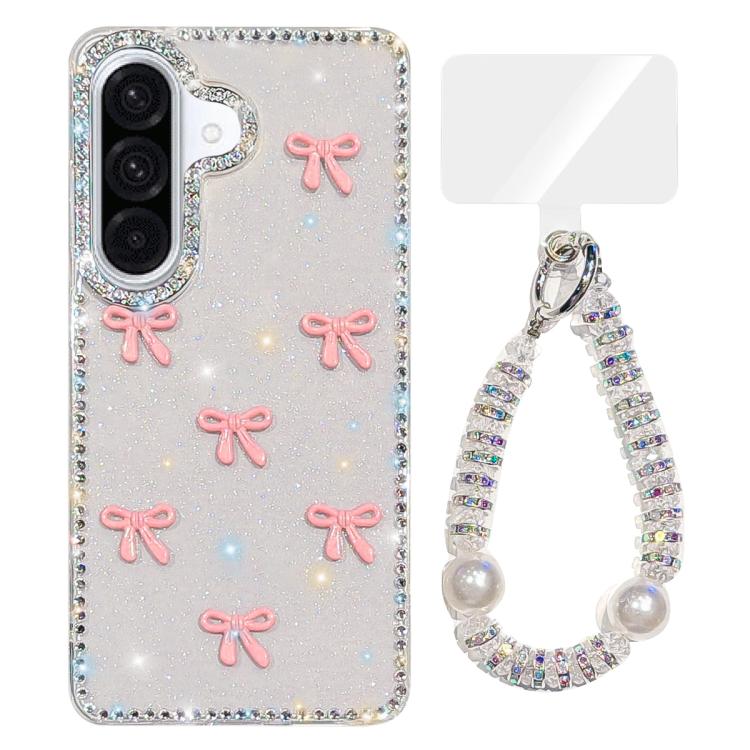 Custodia per telefono IMD con fiocco colorato scintillante e bracciale, For Samsung Galaxy A56 5G, For Samsung Galaxy A26 5G