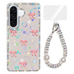 Custodia per telefono IMD con fiocco colorato scintillante e bracciale, For Samsung Galaxy A56 5G, For Samsung Galaxy A26 5G