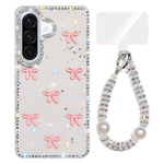 Custodia per telefono IMD con fiocco colorato scintillante e bracciale, For Samsung Galaxy A56 5G, For Samsung Galaxy A26 5G